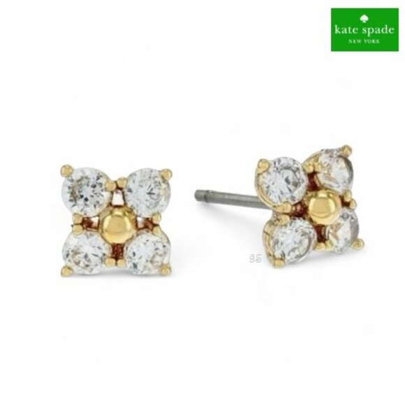 Kate Spade Miosotis Flower Stud Earrings – Gold Plated CZ – NWT - Picture 1 of 12